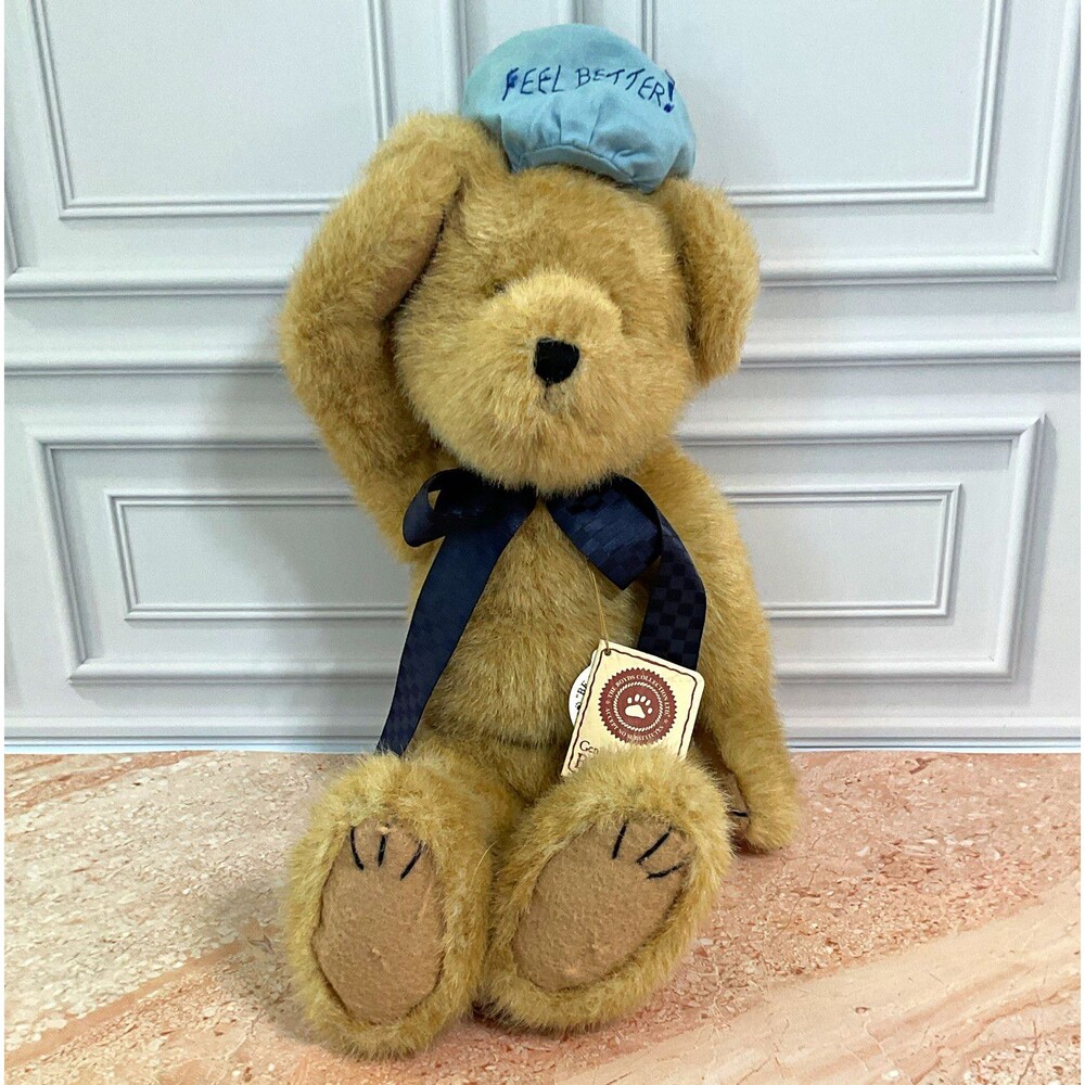 Boyds Hopin' U. Feelbetta 10in Plush Bear Get Well Hat Bow w/ Tags 1998